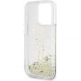 Etui Guess Liquid Glitter Gold Stripe na iPhone 15 Pro Max - przezroczysty