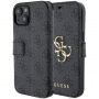 Etui z klapką Guess 4G Metal Logo na iPhone 15 Plus - szare
