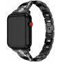 Pasek metalowy z kamykami do Apple Watch Ultra 49 mm / 45 mm / 44 mm / 42 mm - czarny