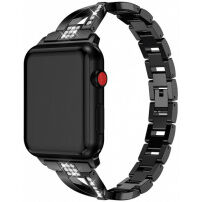 Pasek metalowy z kamykami do Apple Watch Ultra 49 mm / 45 mm / 44 mm / 42 mm - czarny