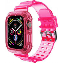 Wytrzymałe etui z przezroczystym paskiem dla Apple Watch 41mm / 40mm / 38mm - neonowy róż