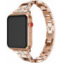 Pasek metalowy z kamyczkami do Apple Watch Ultra 49mm / 46mm / 45mm / 44mm / 42mm - różowo-złoty