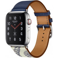 Pasek ze skóry PU z metalową klamrą do Apple Watch Ultra 49mm / 46mm / 45mm / 44mm / 42mm - ciemnoniebieski