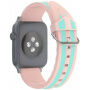 Pasek silikonowy z prążkami dla Apple Watch Ultra 49mm / 46mm / 45mm / 44mm / 42mm - różowo-turkusowy