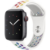 Pasek silikonowy dla Apple Watch Ultra 49mm / 46mm / 45mm / 44mm / 42mm - biały-tęcza