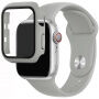 Silikonowy pasek z obudową ze szkła hartowanego dla Apple Watch 38mm - szary