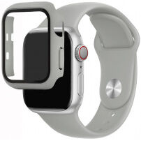 Silikonowy pasek z obudową ze szkła hartowanego dla Apple Watch 38mm - szary