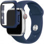 Silikonowy pasek z obudową ze szkła hartowanego dla Apple Watch 38mm - ciemnoniebieski