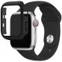 Silikonowy pasek z obudową ze szkła hartowanego dla Apple Watch 42mm - czarny