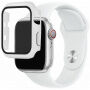 Silikonowy pasek z obudową ze szkła hartowanego dla Apple Watch 42mm - biały