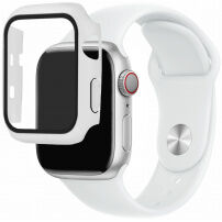 Silikonowy pasek z obudową ze szkła hartowanego dla Apple Watch 42mm - biały