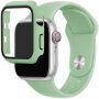Silikonowy pasek z obudową ze szkła hartowanego dla Apple Watch 42mm - pastelowy zielony