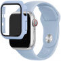 Silikonowy pasek z obudową ze szkła hartowanego dla Apple Watch 42mm - jasnoniebieskie