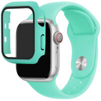 Silikonowy pasek z obudową ze szkła hartowanego dla Apple Watch 38mm - turkusowy