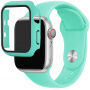 Silikonowy pasek z obudową ze szkła hartowanego dla Apple Watch 42mm - turkusowy