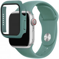 Silikonowy pasek z obudową ze szkła hartowanego dla Apple Watch 41mm / 40mm - naftowy
