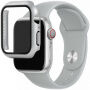 Silikonowy pasek z obudową ze szkła hartowanego dla Apple Watch 45mm / 44mm - jasnoszare