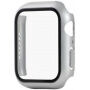 Silikonowy pasek z obudową ze szkła hartowanego dla Apple Watch 45mm / 44mm - jasnoszare