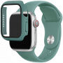 Silikonowy pasek z obudową ze szkła hartowanego dla Apple Watch 45mm / 44mm - naftowy