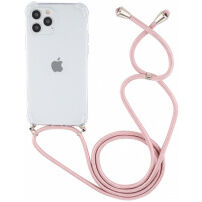 Etui przezroczyste ze smyczą na iPhone 12 Pro Max - różowy