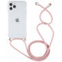 Etui przezroczyste ze smyczą na iPhone 11Pro - różowo-złoty