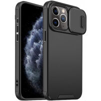 Etui matowe z przesuwaną osłoną aparatu fotograficznego na iPhone 11 Pro Max - czarny
