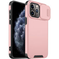 Etui matowe z przesuwaną osłoną aparatu fotograficznego na iPhone 11 Pro Max - różowy
