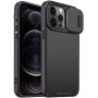 Etui matowe z przesuwaną osłoną aparatu fotograficznego na iPhone 12 Pro Max - czarny