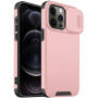 Etui matowe z przesuwaną osłoną aparatu fotograficznego na iPhone 12 Pro Max - różowy