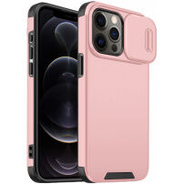 Etui matowe z przesuwaną osłoną aparatu fotograficznego na iPhone 12 Pro Max - różowy