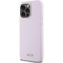 Etui silikonowe DKNY Silver Metal Logo z MagSafe do iPhone’a 15 Pro Max - różowy