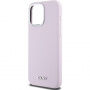 Etui silikonowe DKNY Silver Metal Logo z MagSafe do iPhone’a 15 Pro Max - różowy