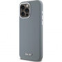 Etui silikonowe DKNY Silver Metal Logo z MagSafe do iPhone’a 15 Pro Max - szary