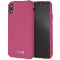 Guess Silicone Gold Logo case etui do iPhone XR - różowe