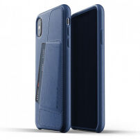Mujjo Full Leather Wallet pokrowiec do iPhone XS Max - niebieski