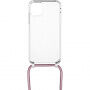 Etui przezroczyste FIXED Pure Neck ze smyczą do iPhone’a 11 - różowy