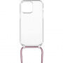 Przezroczyste Etui FIXED Pure Neck ze smyczą do iPhone’a 13 Pro - różowy