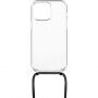 Przezroczyste Etui FIXED Pure Neck ze smyczą do iPhone’a 14 Pro - czarny