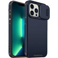 Etui matowe z przesuwaną osłoną aparatu fotograficznego na iPhone 13 Pro Max - ciemnoniebieski