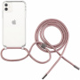 Etui przezroczyste FIXED Pure Neck ze smyczą do iPhone’a 11 - różowy