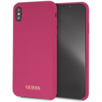 Guess Silicone Gold Logo case etui do iPhone XS Max - różowe