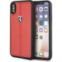 Ferrari Heritage Stripe Hard pokrowiec skórzany do iPhone X / XS - czerwony