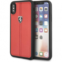 Ferrari Heritage Stripe Hard pokrowiec skórzany do iPhone X / XS - czerwony