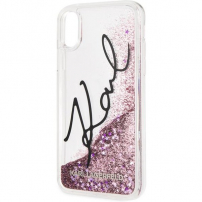 Karl Lagerfeld Signature TPU Glitter Star etui do iPhone XS Max - różowe