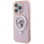 Karl Lagerfeld Podstawka Karl and Choupette Flip Cover oraz MagSafe do iPhone'a 15 Pro - Różowy
