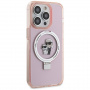 Karl Lagerfeld Podstawka Karl and Choupette Flip Cover oraz MagSafe do iPhone'a 15 Pro - Różowy