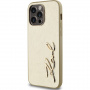 Karl Lagerfeld Metalowe etui Wrinkled Signature Logo do iPhone'a 14 Pro Max - złote