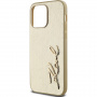 Karl Lagerfeld Metalowe etui Wrinkled Signature Logo do iPhone'a 14 Pro Max - złote