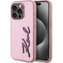 Karl Lagerfeld Metalowe etui Wrinkled Signature Logo do iPhone'a 15 Pro Max - różowe