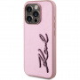 Karl Lagerfeld Metalowe etui Wrinkled Signature Logo do iPhone'a 15 Pro Max - różowe
